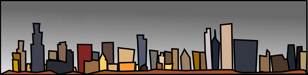 Vektorgrafik mit Immobilien als Comic-Karikatur