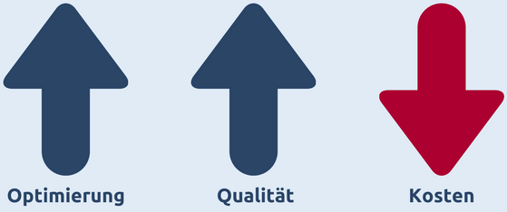IFM-Grafik zur den Zielen im Prozessmanagement: Optimierung und Qualität fördern, Kosten senken.