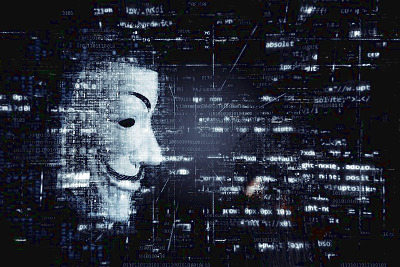 Digitales Bild mit Hackermaske