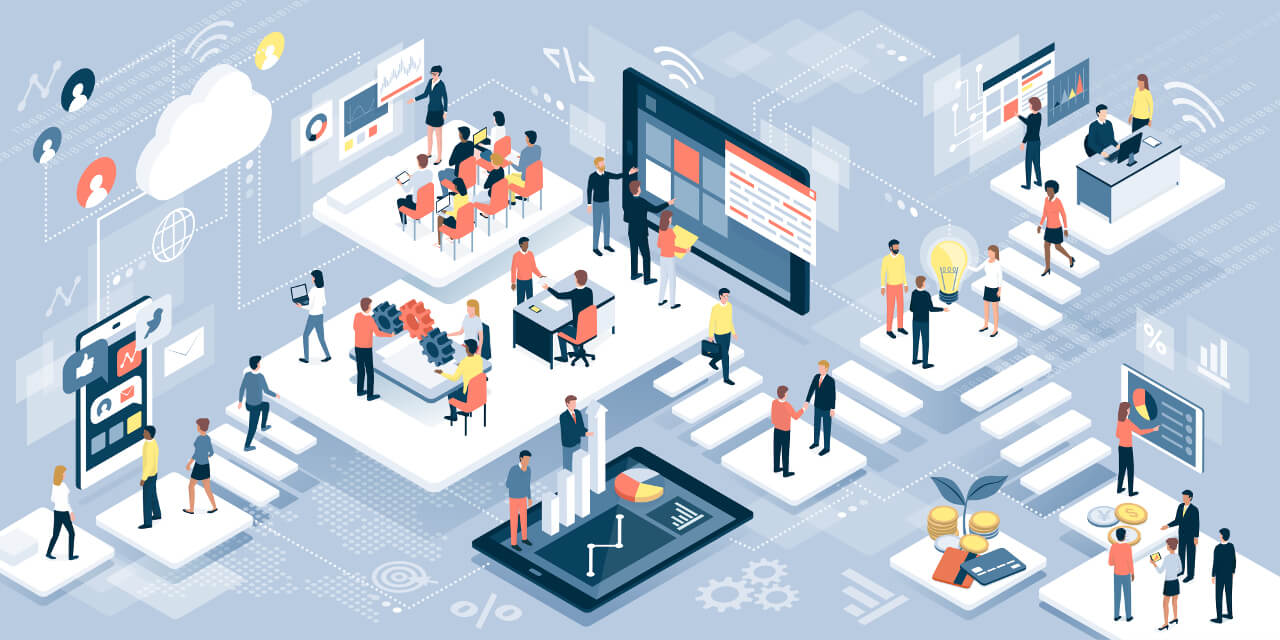 Grafik zur Zukunft der Digitalisierung im Umfeld eines digitalen Unternehmens