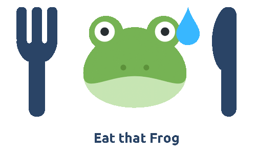 Frosch-Gesicht mit Besteck - mit Eat the Frog schwierigen Aufgaben den Garaus machen