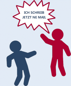 So könnte Working out Loud im Team (nicht) funktionieren: Ein Mitarbeiter brüllt den anderen an