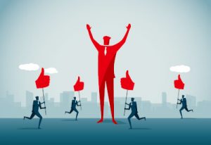 Manager wird von anderen für seine gute Arbeit bejubelt